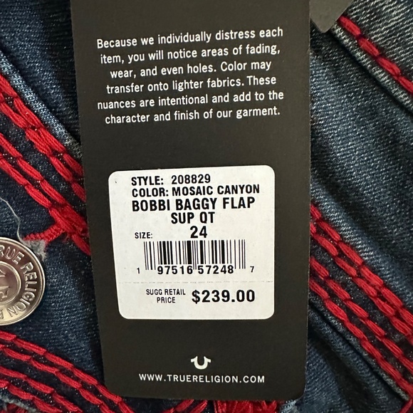 True Religion Bobbi Super QT Baggy Jean - Picture 3 of 3